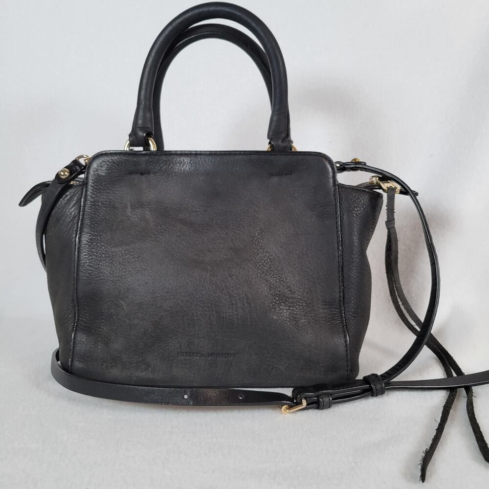 Rebecca Minkoff Womens Micro Avery Shoulder Bag Black Pebble Leather Biker Punk - Picture 2 of 13